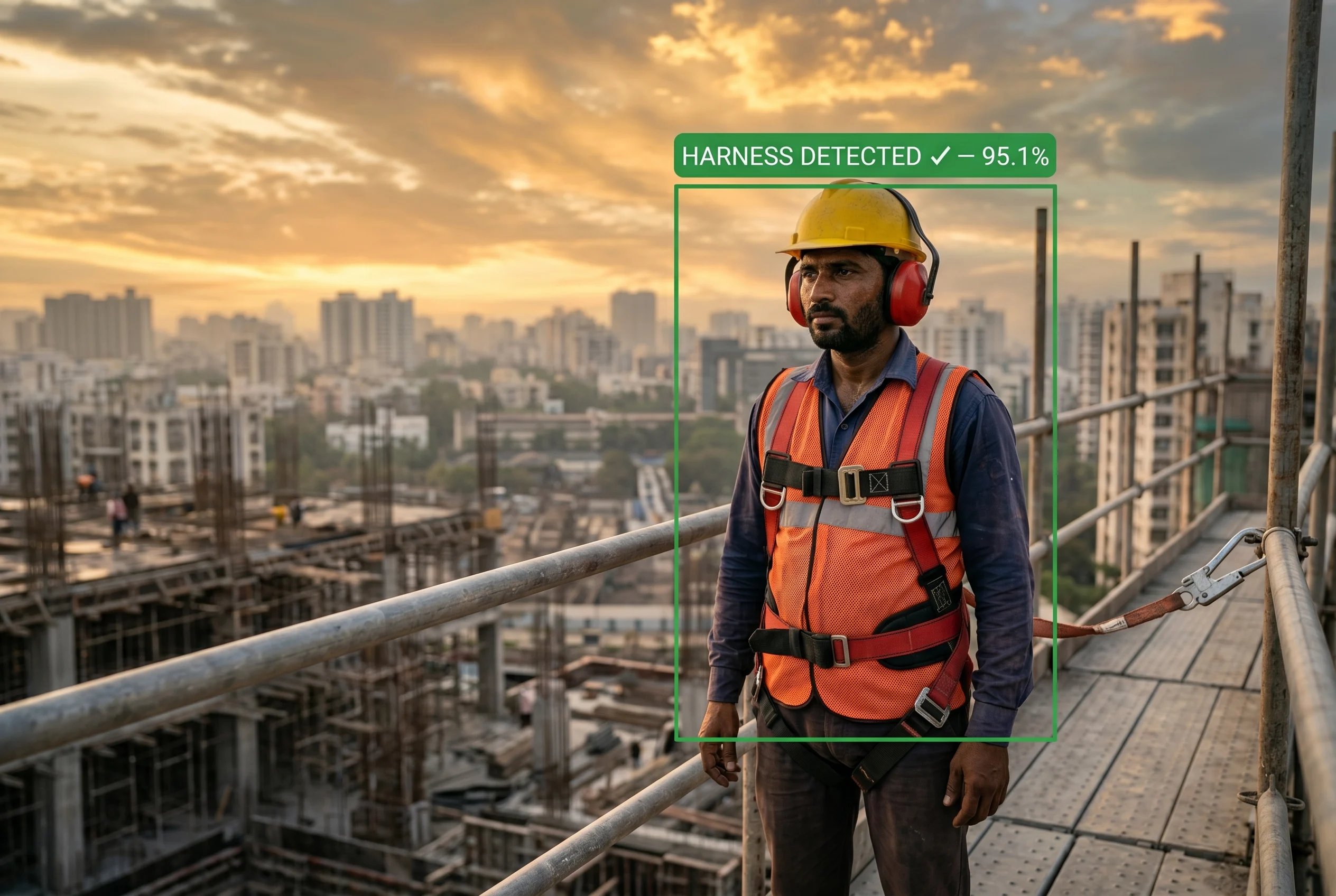 AI detecting safety harness for height work